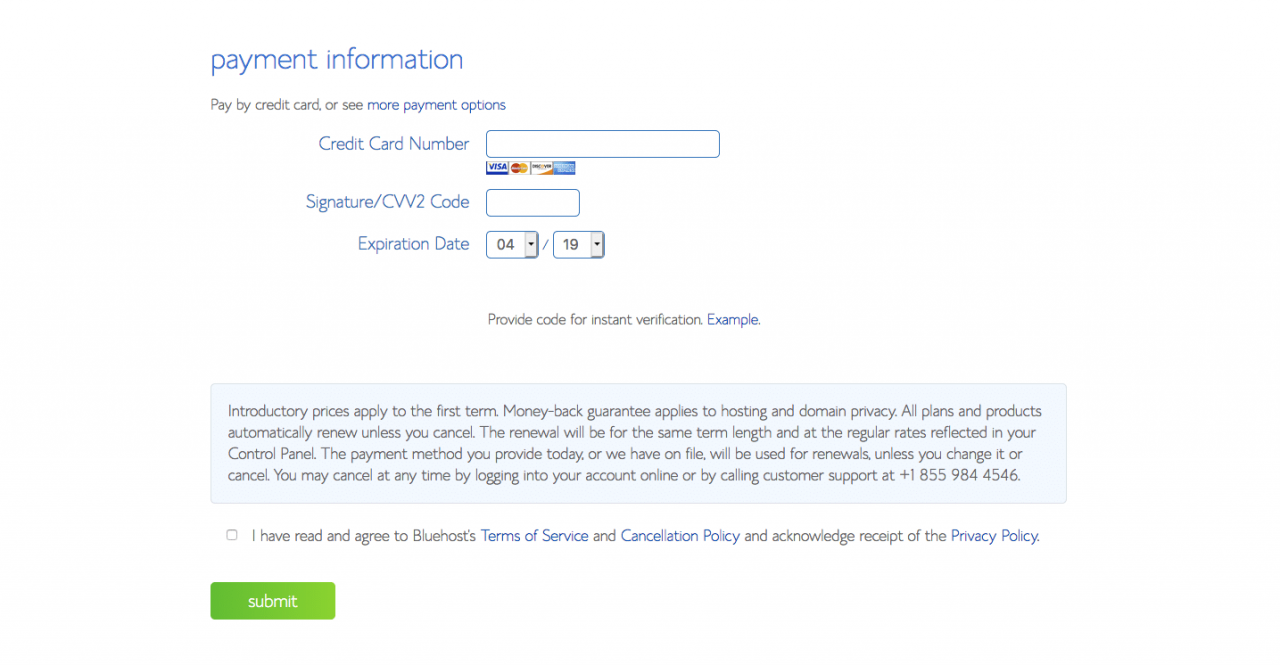 Información de pago