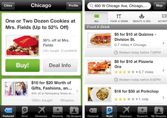 captura de pantalla de groupon