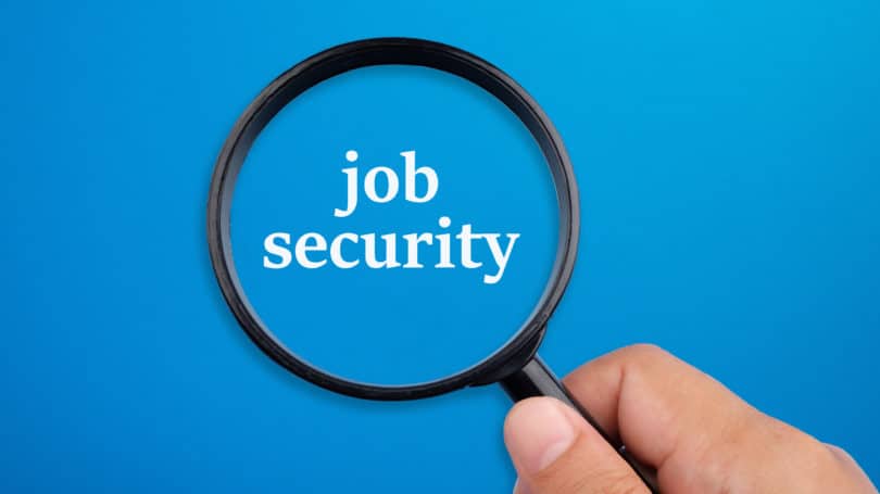 Lupa de seguridad laboral azul