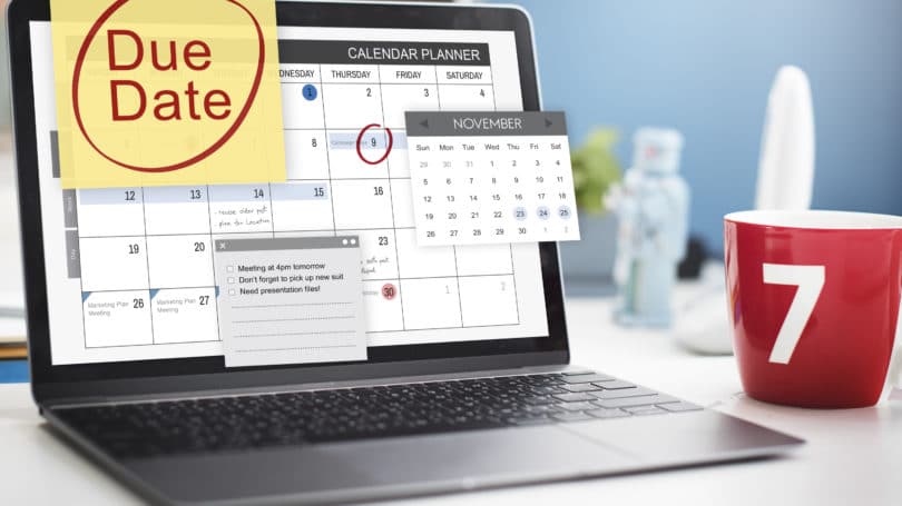 Calendario de pago Recordatorios de tazas para portátiles