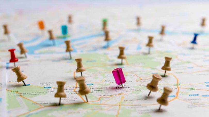 Mapa de ubicación de chincheta