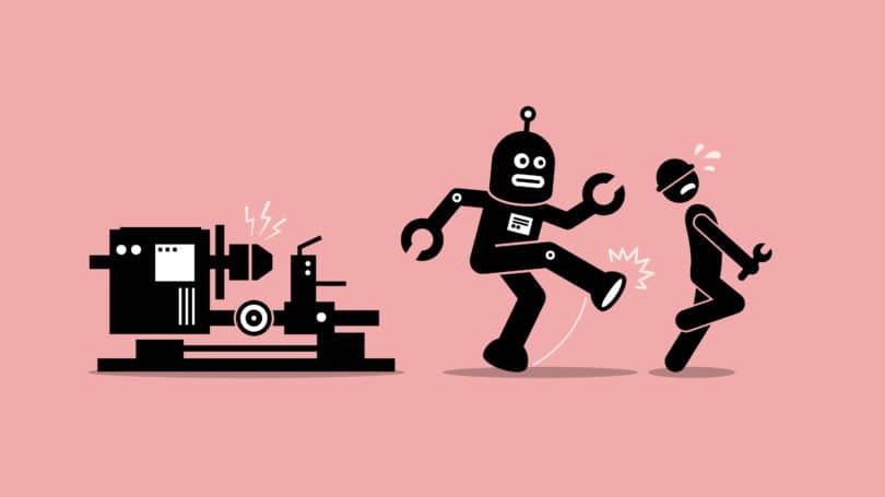 Toma de posesión de trabajo de trabajador de fábrica de robots