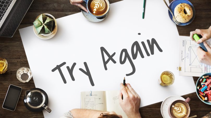 Inténtelo de nuevo Retrase el éxito No abandone