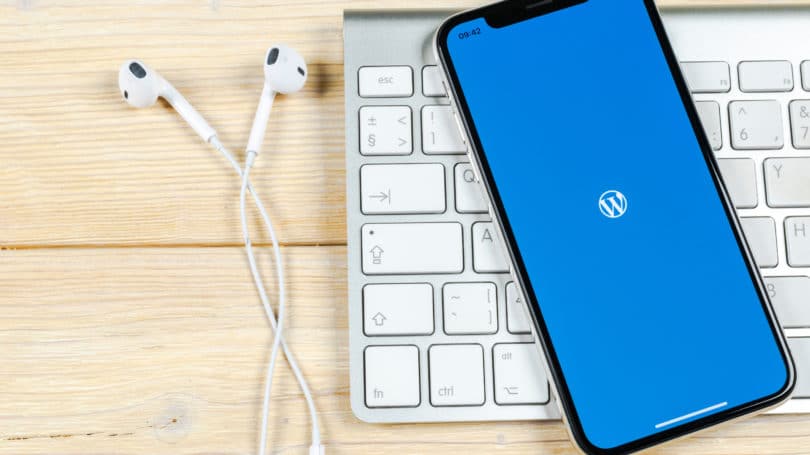 Logotipo de icono de teléfono de computadora de aplicación de WordPress