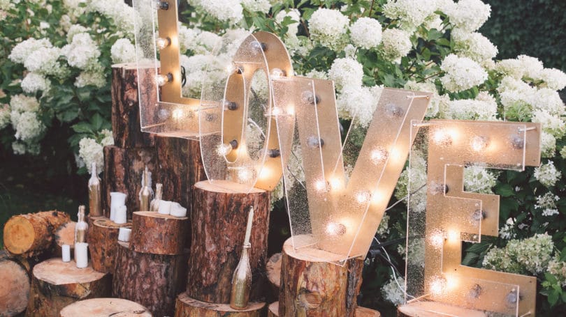 Boda Amor Letras Ligeras Velas Adornadas Rústicas Mágicas