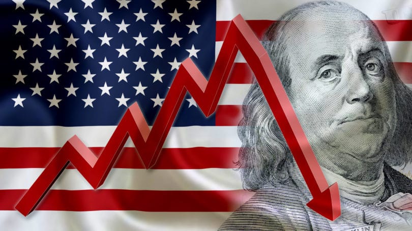 Bandera Estadounidense Estados Unidos Dinero Crash Recesión Bolsa Burbuja Burbuja