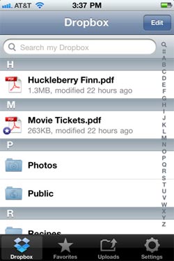 aplicación de dropbox para iphone