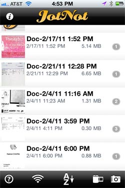 aplicación iphone jotnot scanner