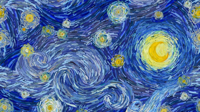 Van Gogh pintando una noche estrellada